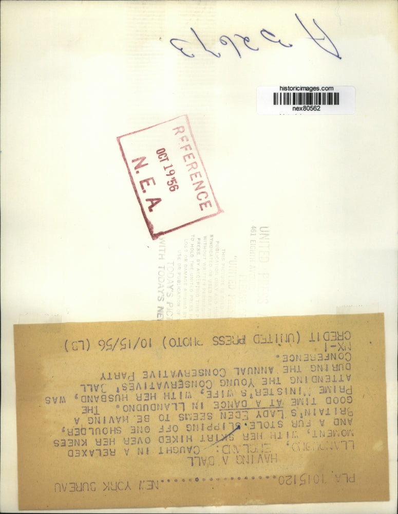 1956 Press Photo Britains Lady Eden has good time at dance in Llandudno