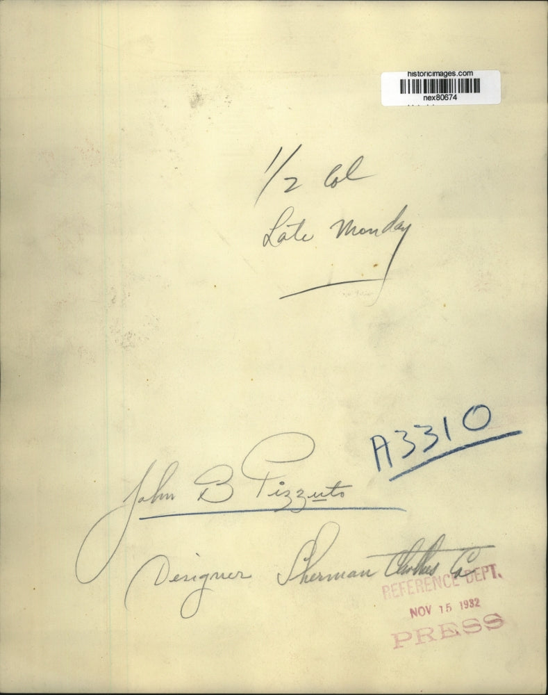 1932 Press Photo John B Pizzuto Designer Sherman Charles Company