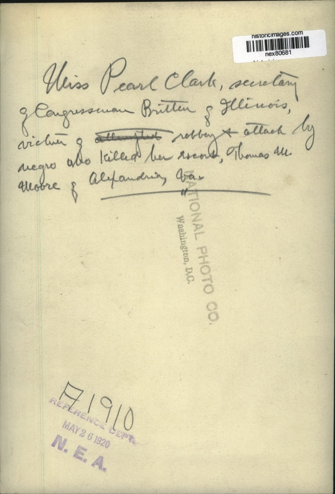 1920 Press Photo Pearl Clark Congressman Britten Secretary Thomas Moore Illinois