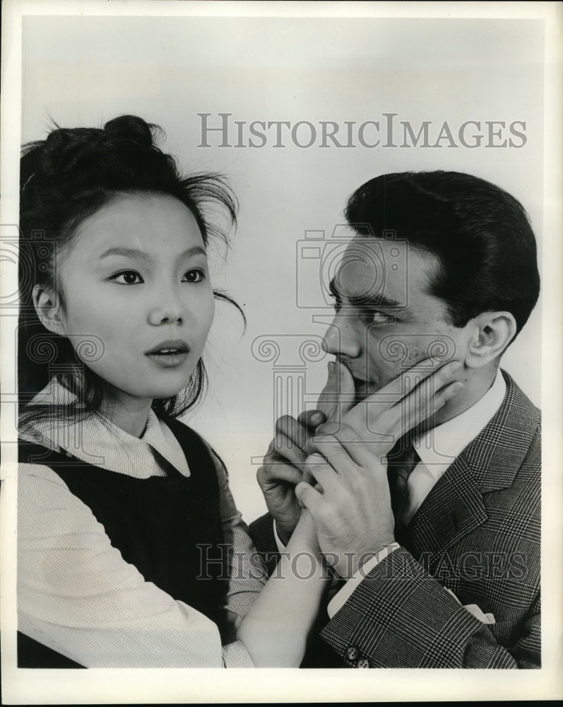 Load image into Gallery viewer, 1963 Press Photo Irene Sun &amp; Zia Mohyeddin in The Journey of Poh Lin
