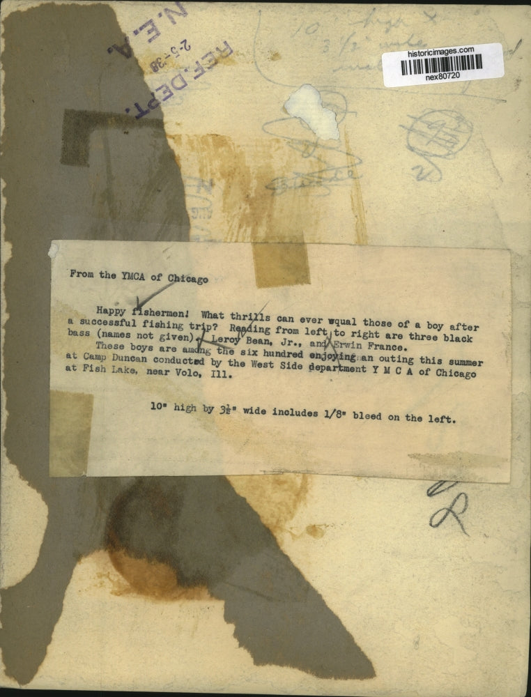 1938 Press Photo Leroy Bean Jr & Erwin France fishing near Volo Ill