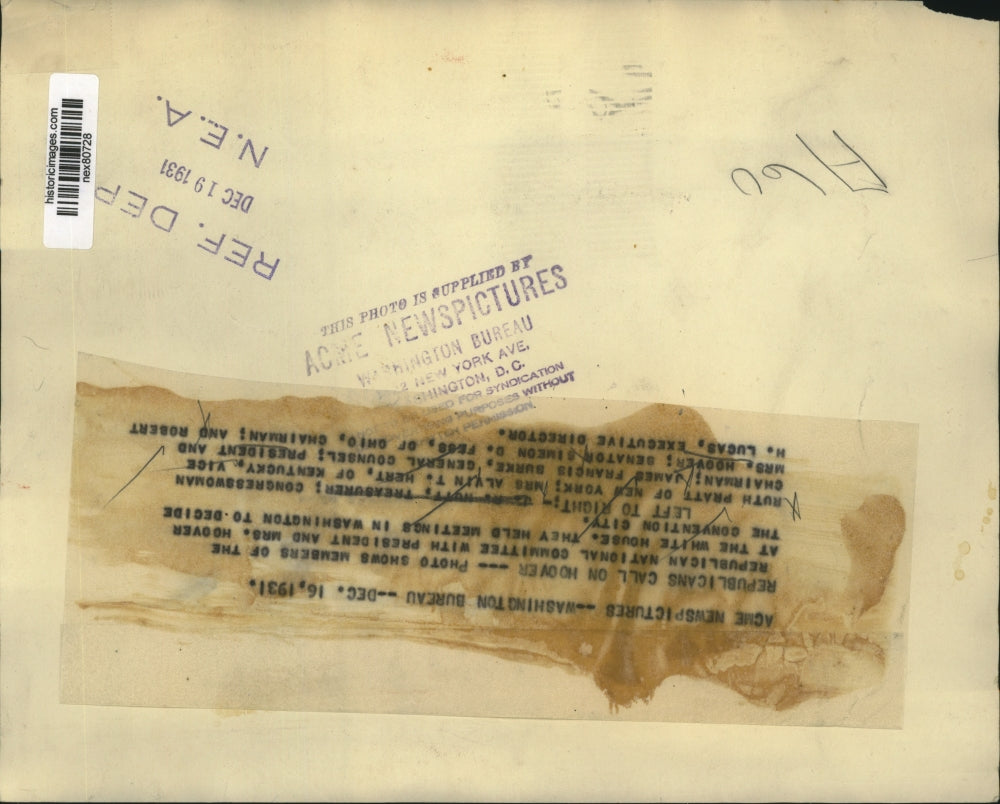 1931 Press Photo Pres & Mr sHoover, R Pratt of NY, Mrs A Hert