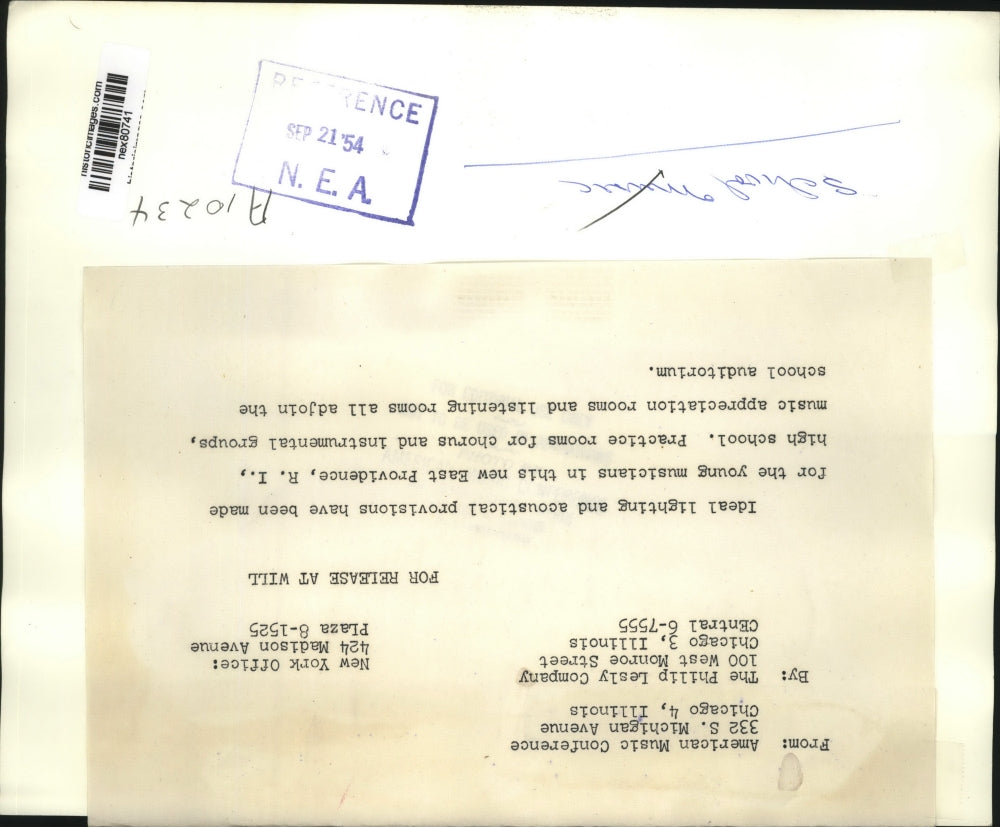 1954 Press Photo Young Musicians Practicing in Auditorium Providence Rhode Isla