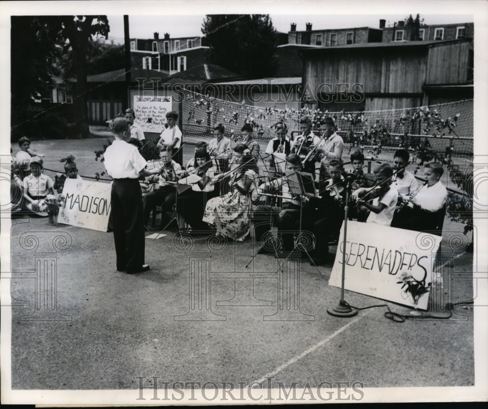 1955 Press Photo Children perform concert for parents & neighbprs