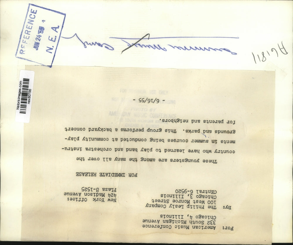 1955 Press Photo Children perform concert for parents & neighbprs