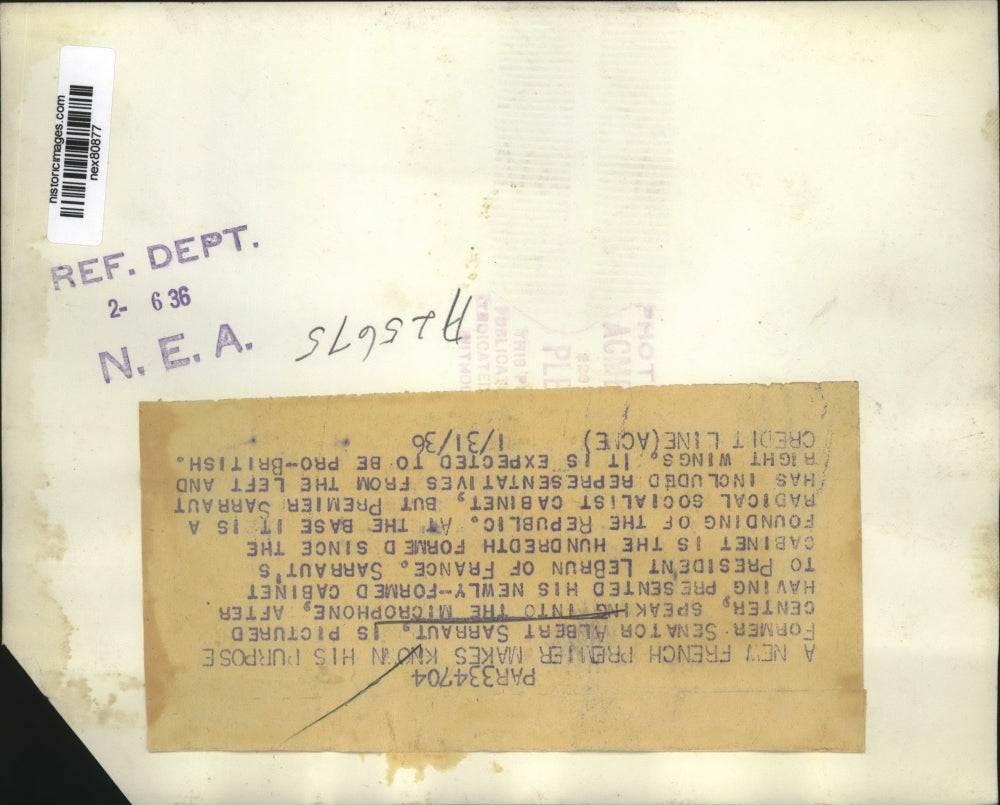 1936 Press Photo Albert Sarraut Former Senator Speaking to Reporters