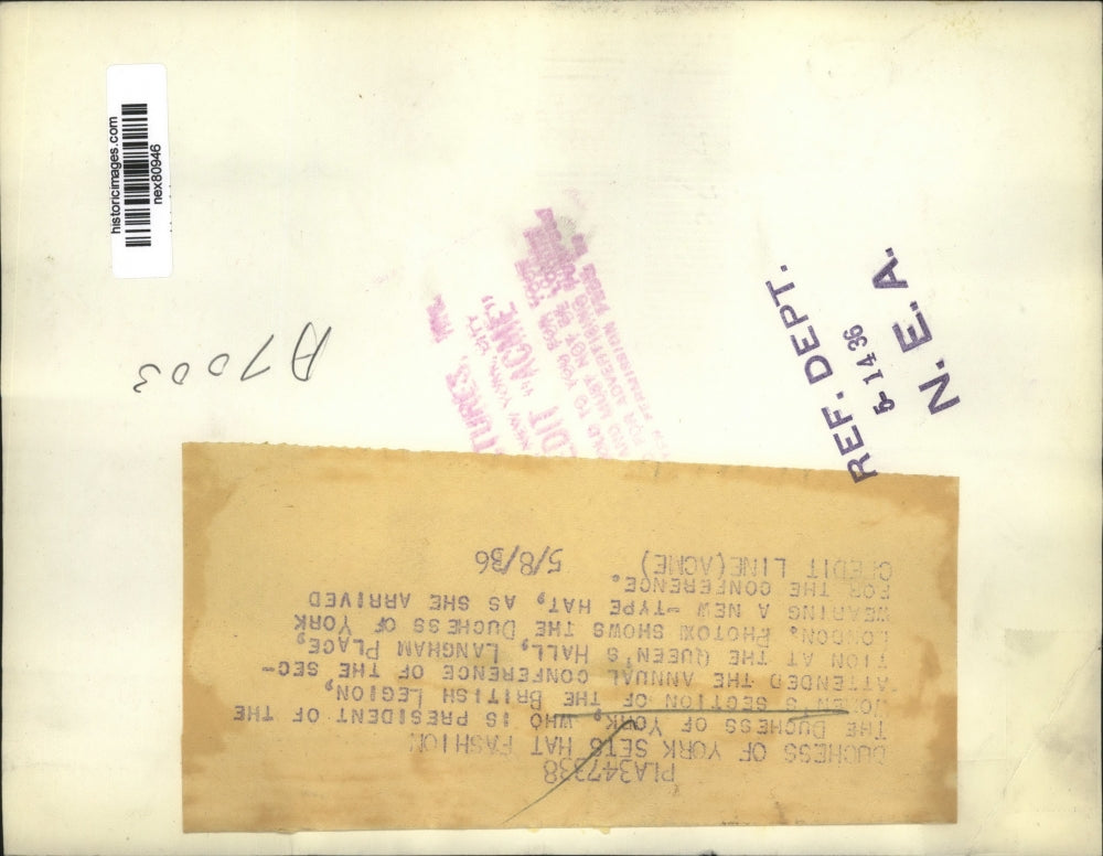 1936 Press Photo Duchess of York at British Legion conference