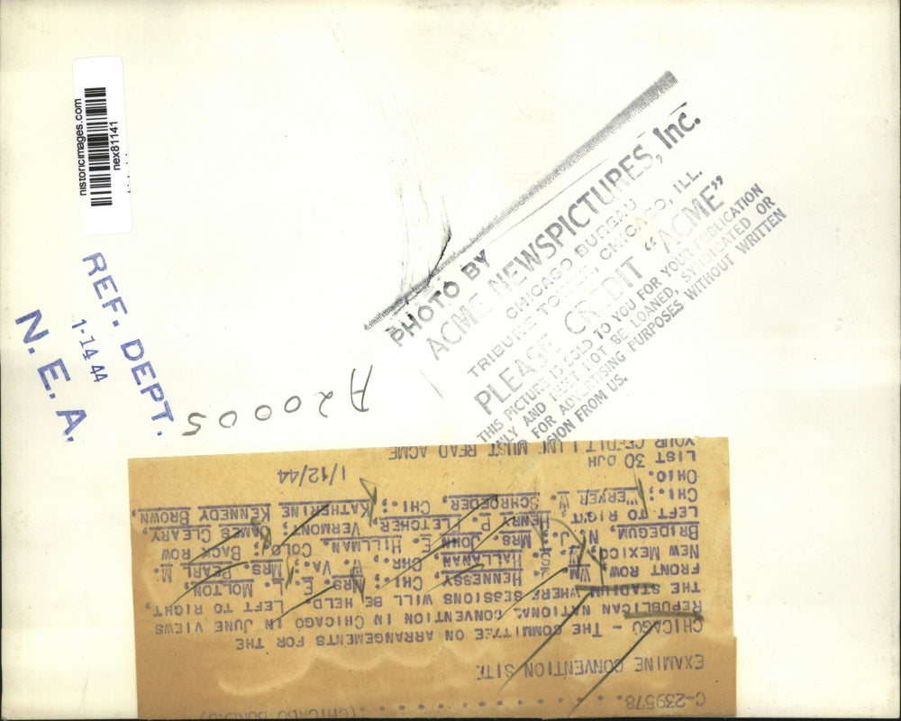 1944 Press Photo Chicago GOP convention, Wm Hennessey, Mrs Molton,