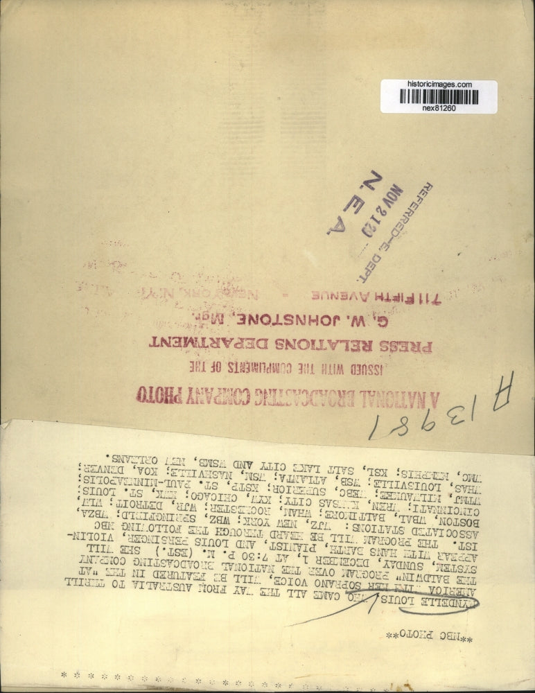 1929 Press Photo Ryndekke Louis soprano on At The Baldwin on NBC