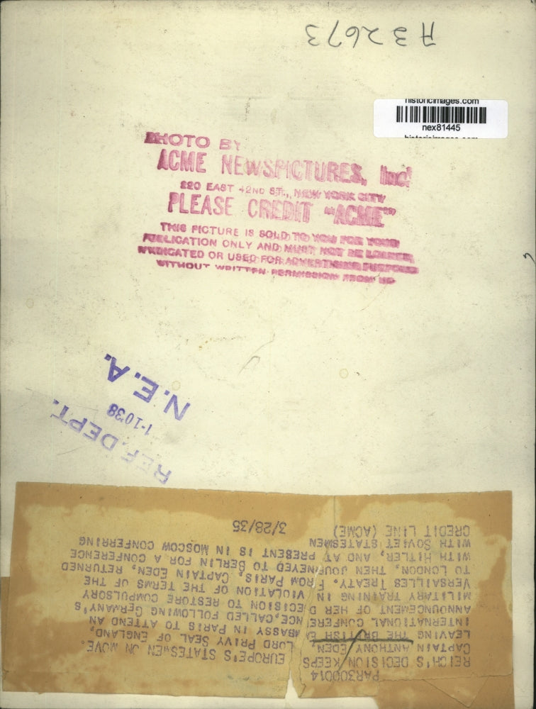 1935 Press Photo Lord Privy Seal Anthony Eden