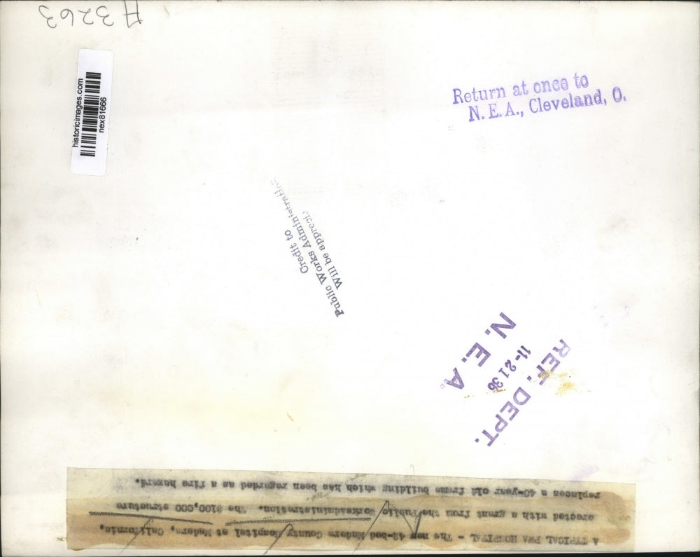 1936 Press Photo 42 Bed Maders County Hospital Maders California