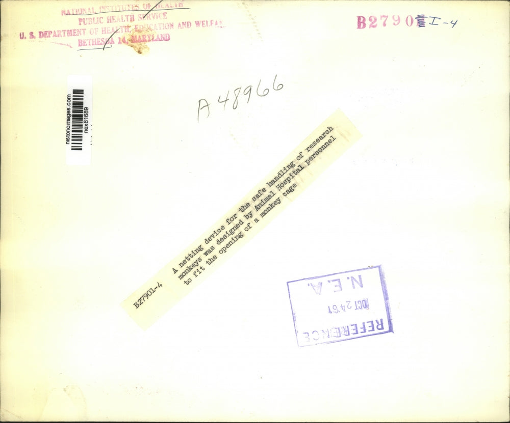 1961 Press Photo Netting is To Safely Handle Research Monkeys at Animal Hospital