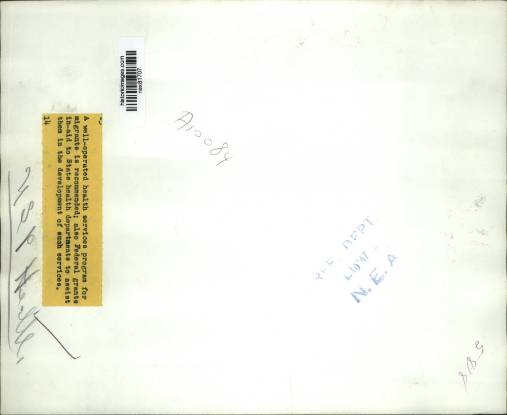 1947 Press Photo A well operated health service checking a baby