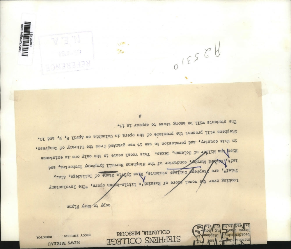 1954 Press Photo Stephens College Students Sylvia Stone & Ann Miller with Music