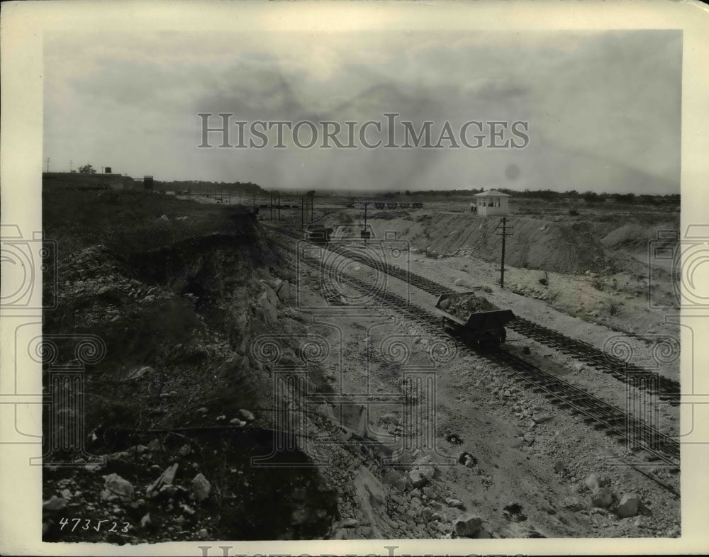 Press Photo Riderless electric train cars run from control board