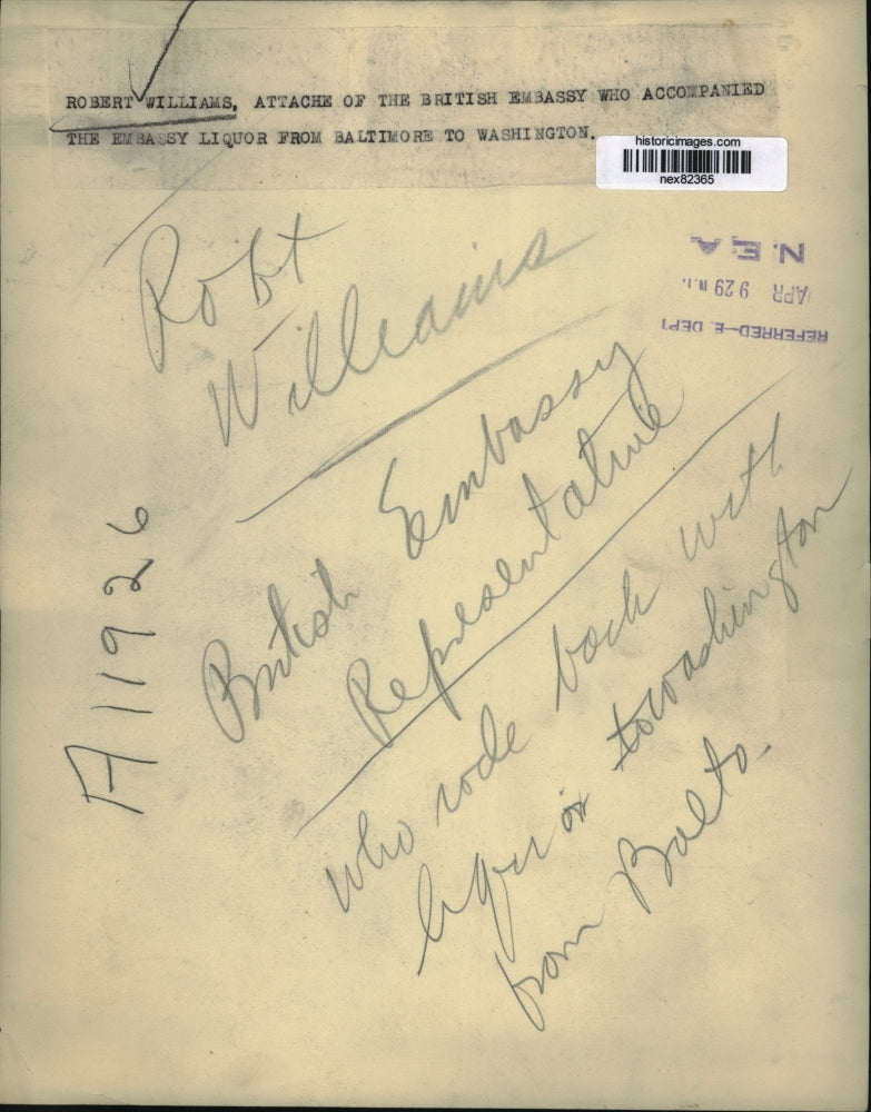 1929 Press Photo Robert Williams British Embassy attache on a train