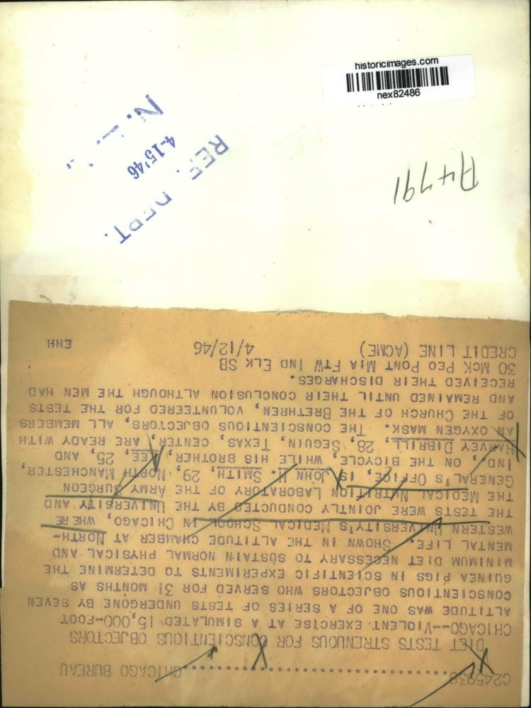 1946 Press Photo Chicago NW Univ Med school altitude tests JH Smith,Lee Smith