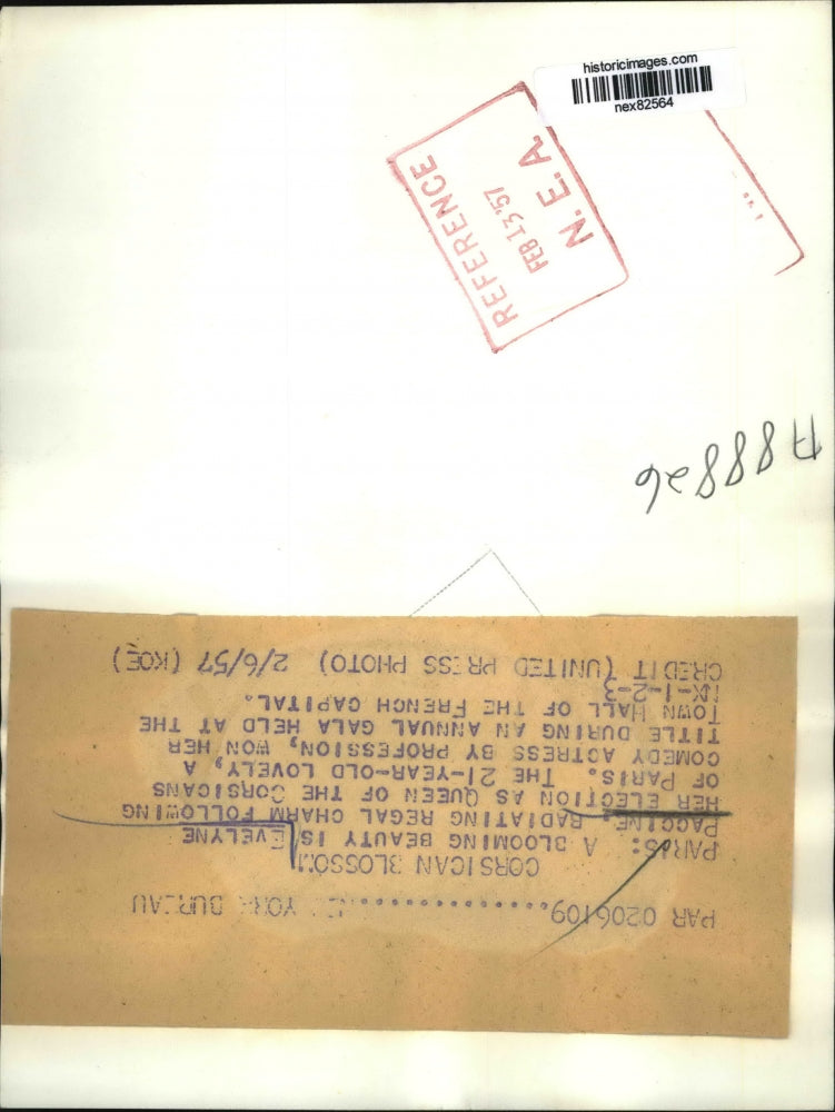 1957 Press Photo Paris Evelyne Paccine elected Queen of Corsicans