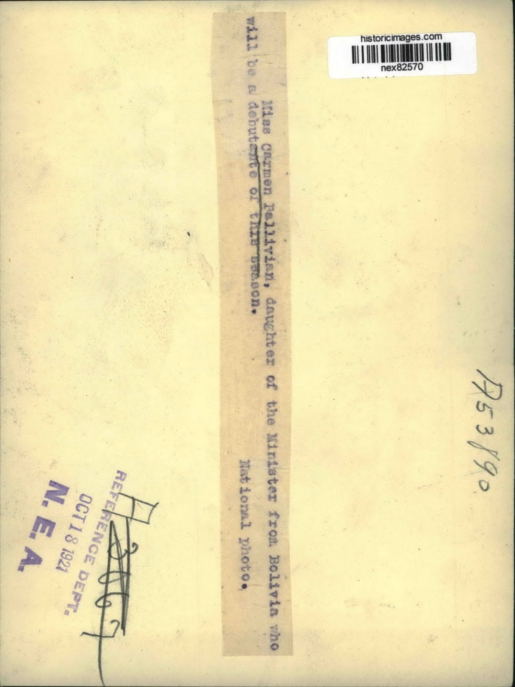 1921 Press Photo Carmen Pallivian debutante daughter of Bolivian Minister