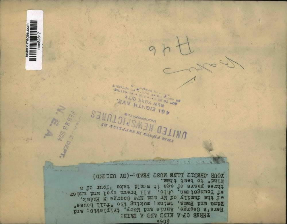 1924 Press Photo George, Annie, Mary Hudak triplets, Edna, Emma twins in Ohio