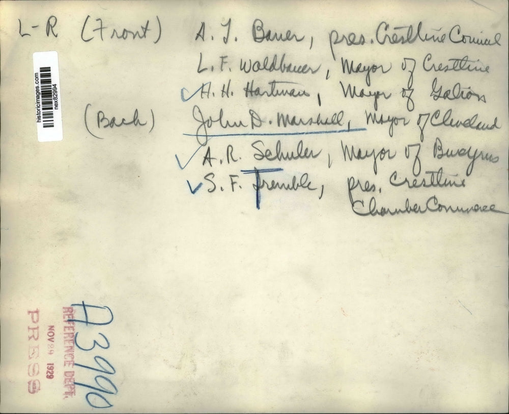 1929 Press Photo AJ Bauer, LF Waldbauer, AH Hartman,JD Marshall