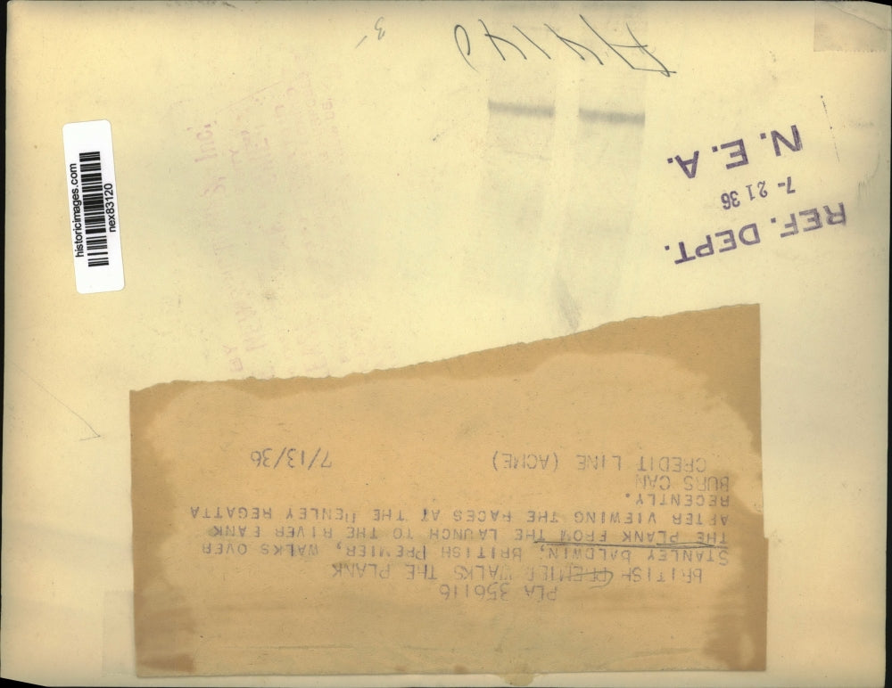 1936 Press Photo Stanley Baldwin British Premier at Henley regatta - nex83120