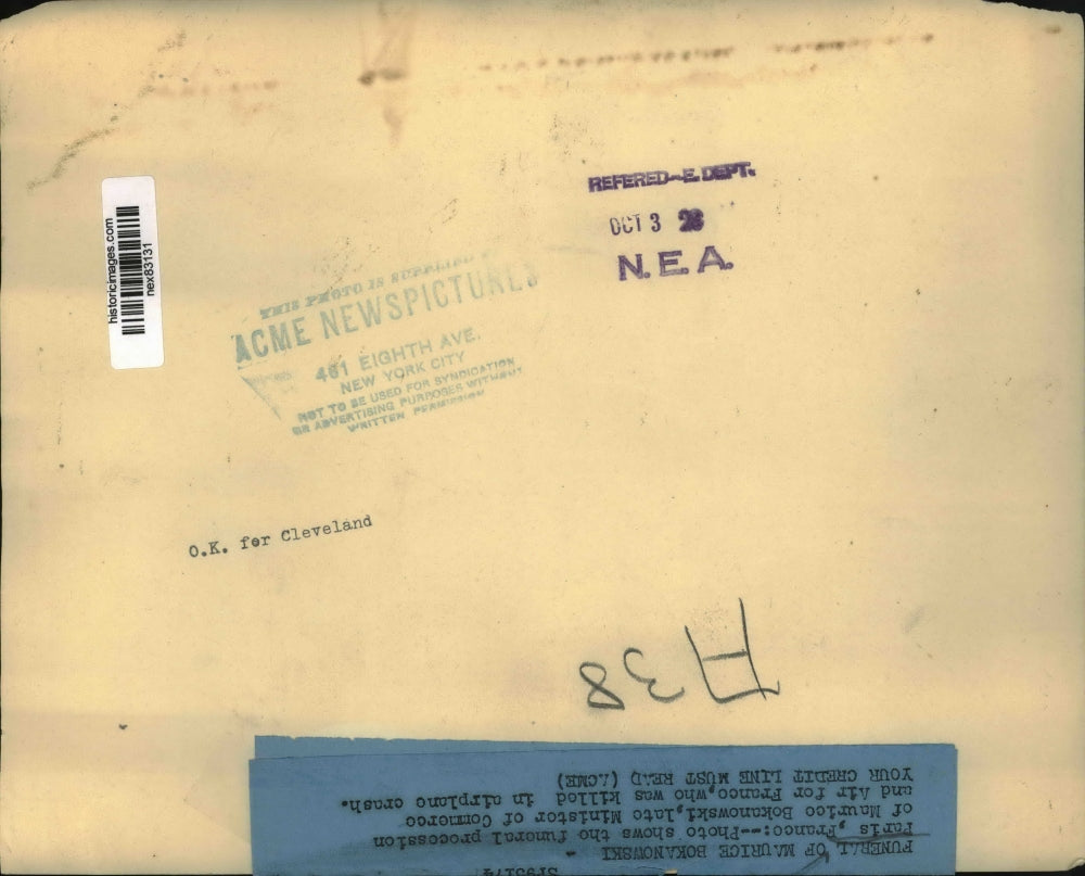 1928 Press Photo Paris France funeral of Maurice Bikanowski Commerce Minister