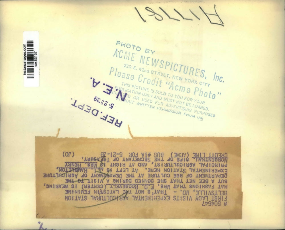 1939 Press Photo Beltsville Md Mrs FD Roosevelt, JL Hambleton,