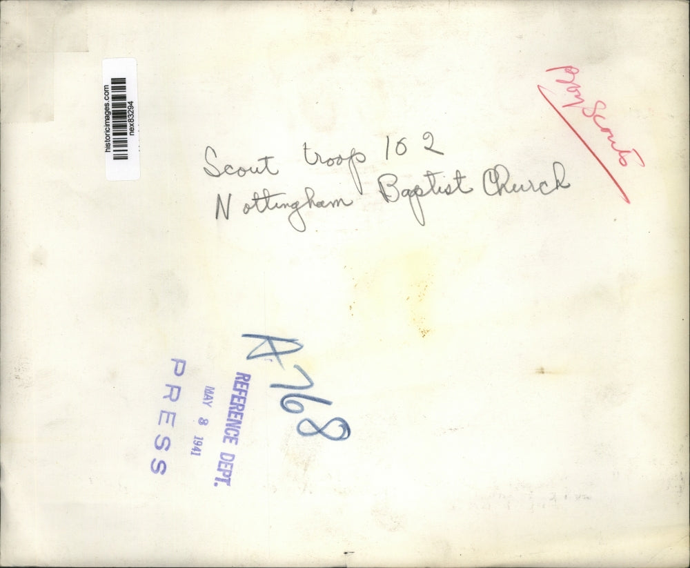 1941 Press Photo Boy Scout troop 102 at Nottingham Baptist Church