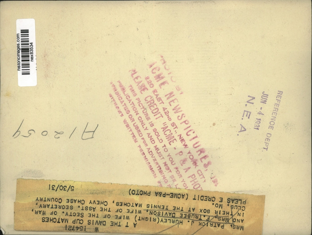 1931 Press Photo Mrs Patrick Jurley wife of Sec of War, Mrs Trubee Davison