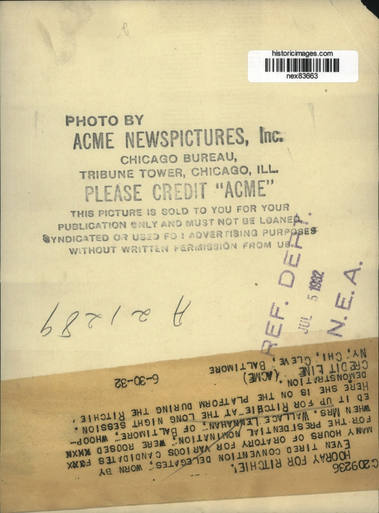 1932 Press Photo Mrs Wallace Lennahan Baltimore Md at convention