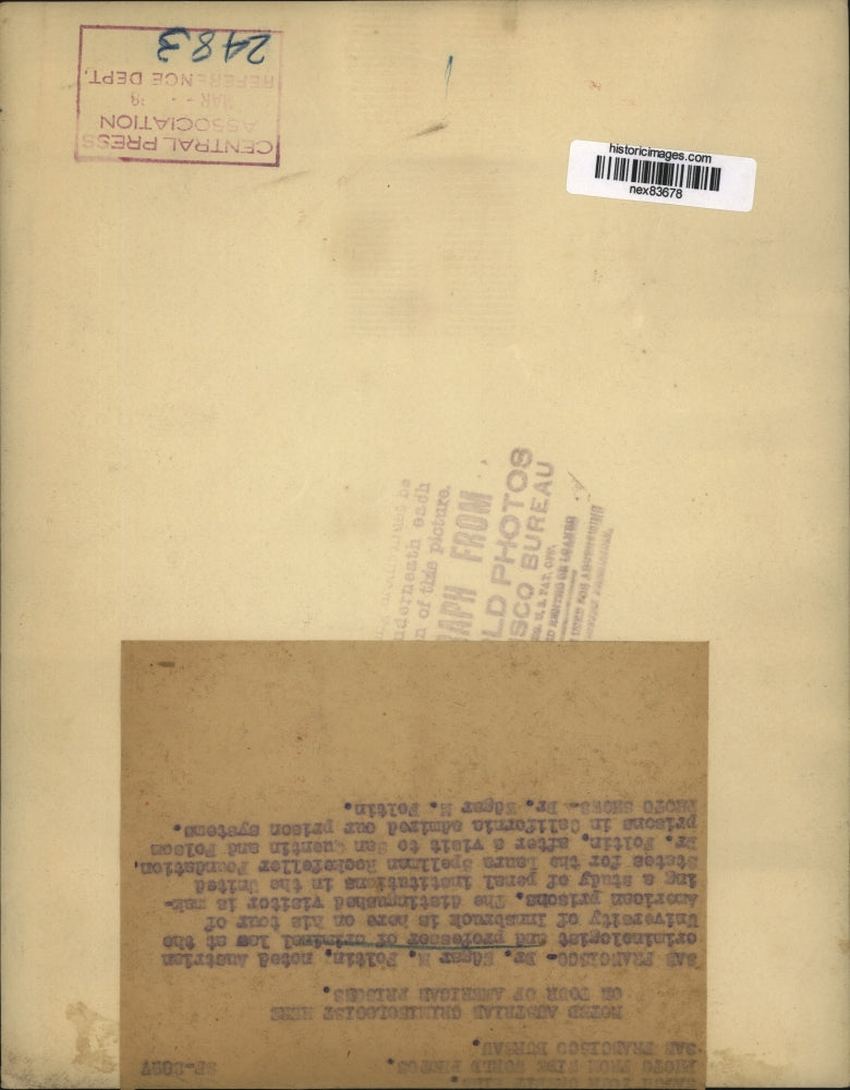 1938 Press Photo San Francisco Dr Edgar M Poltin criminologist