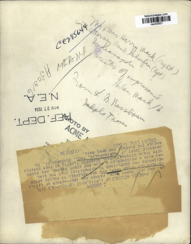 1934 Press Photo Mr & Mrs Harry Mack & atty Paul Scharfin at Indianapolis Ind