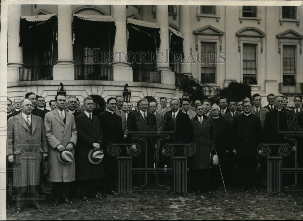 1930 Press Photo Natl Catholic Alumni Federation & President Hoover