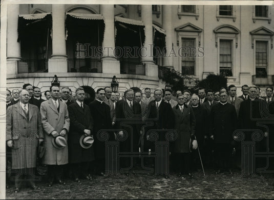1930 Press Photo Natl Catholic Alumni Federation & President Hoover