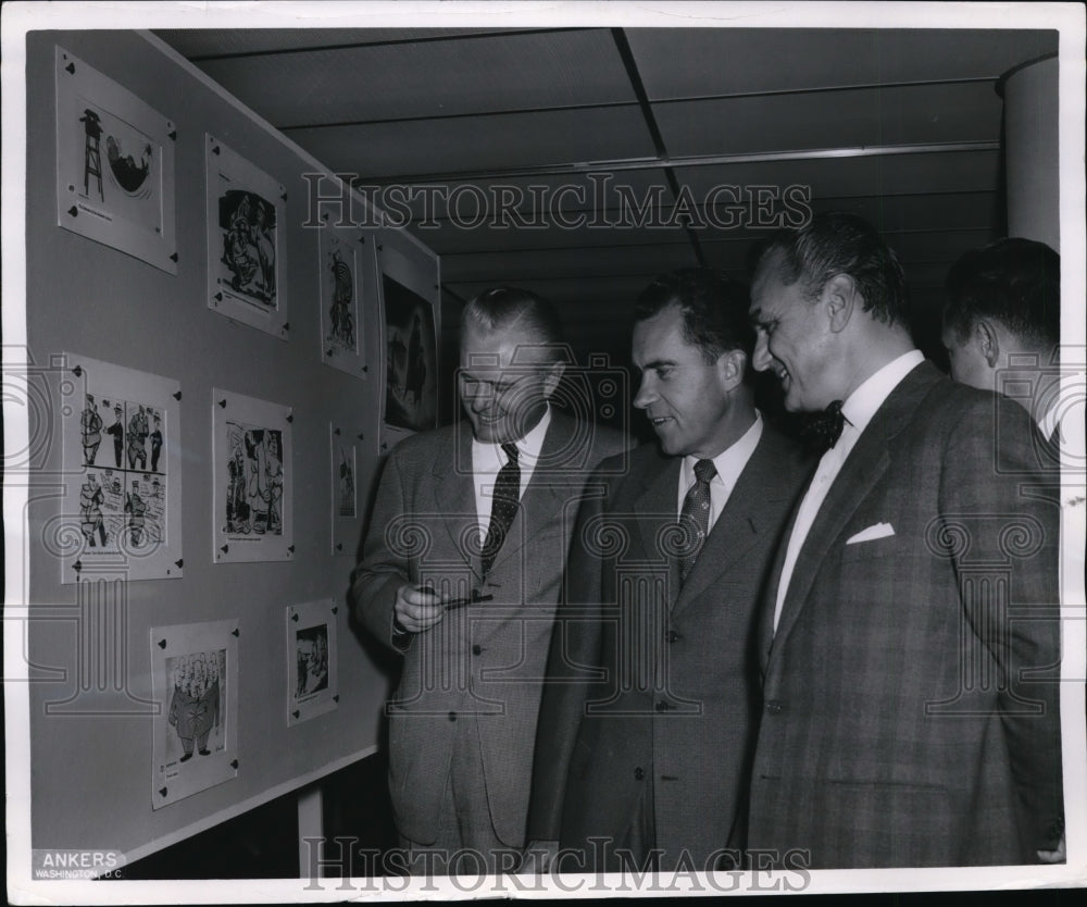 1959 Press Photo International Political Cartoon Expo, J Dickerman