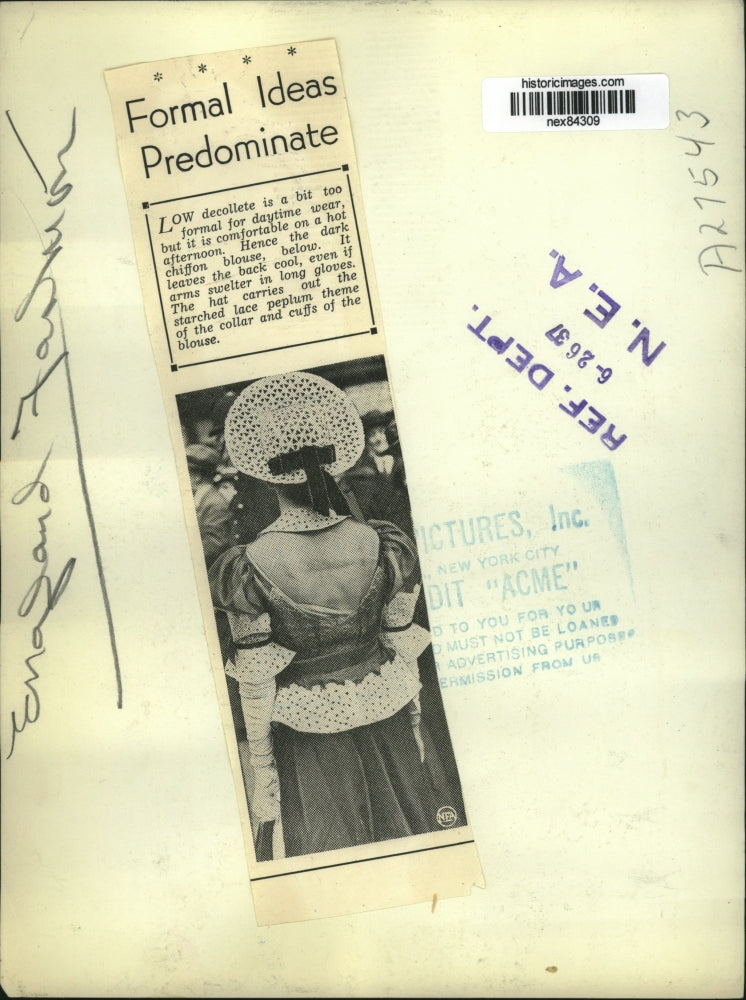 1937 Press Photo Low backed gown in chiffon & long gloves for the arms