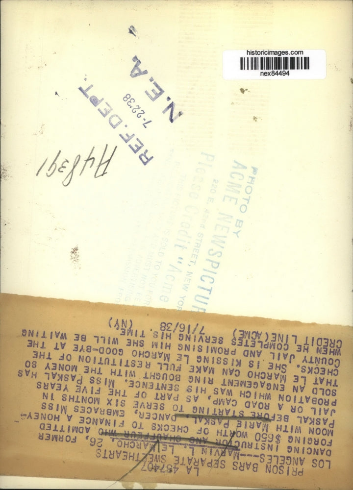 1938 Press Photo La Calif Marvin Le Marcho & fiancee Marie Paskal dancer