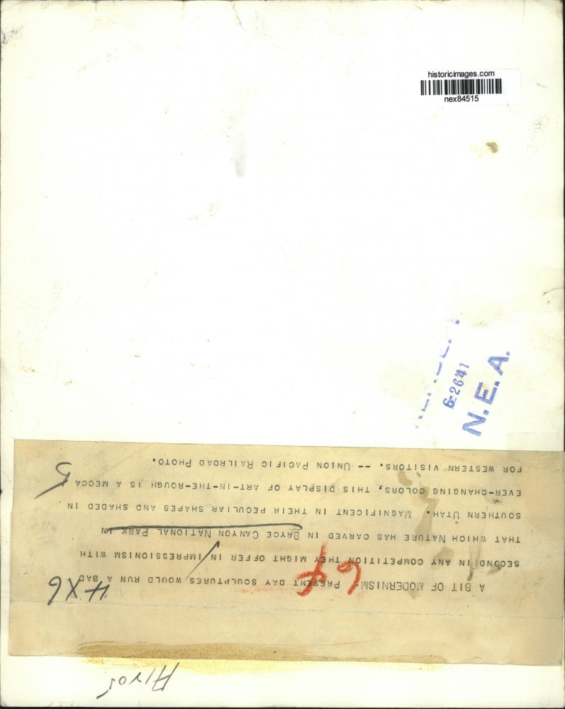 1941 Press Photo Bryce Canyon National Park in southern Utah - nex84515