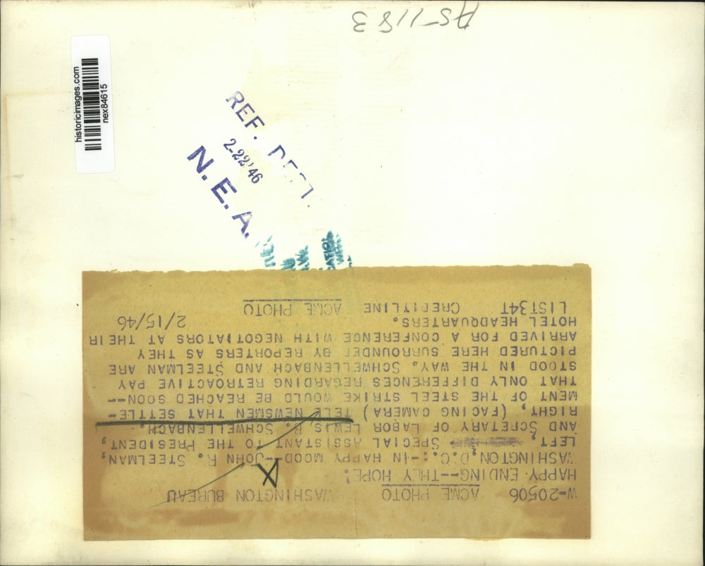 1946 Press Photo DC John Steelman asst to President, Labor Sec L Schwellenbach