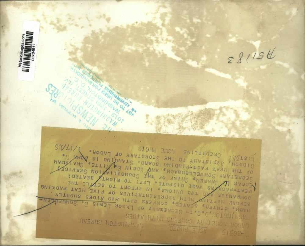 1946 Press Photo DC Labor Sec Lewis Schwellenbach, EE White, JW Gibson