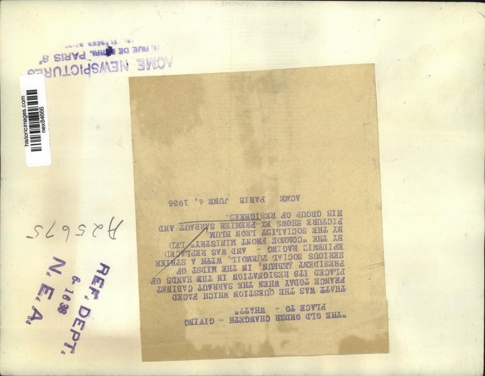 1936 Press Photo President LeBrun & Ex Premier Sarraut & French Cabinet