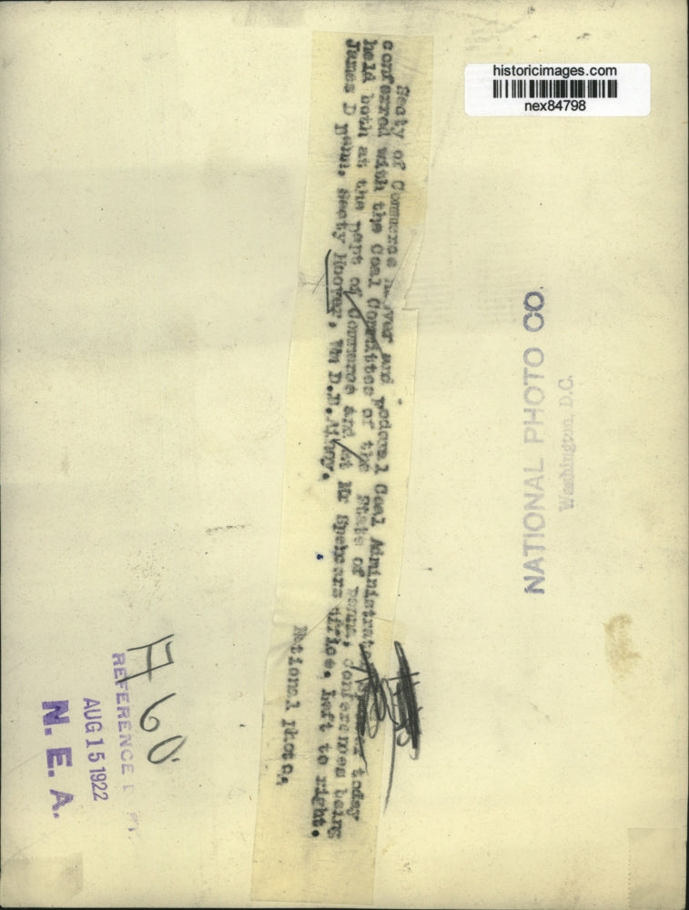 1922 Press Photo Secy of Commerce H Hoover, Wm Ainey, James Zahn