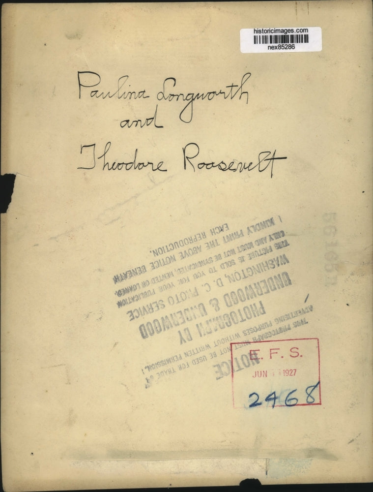 1927 Press Photo Paulina Longworth & Theodore Roosevelt