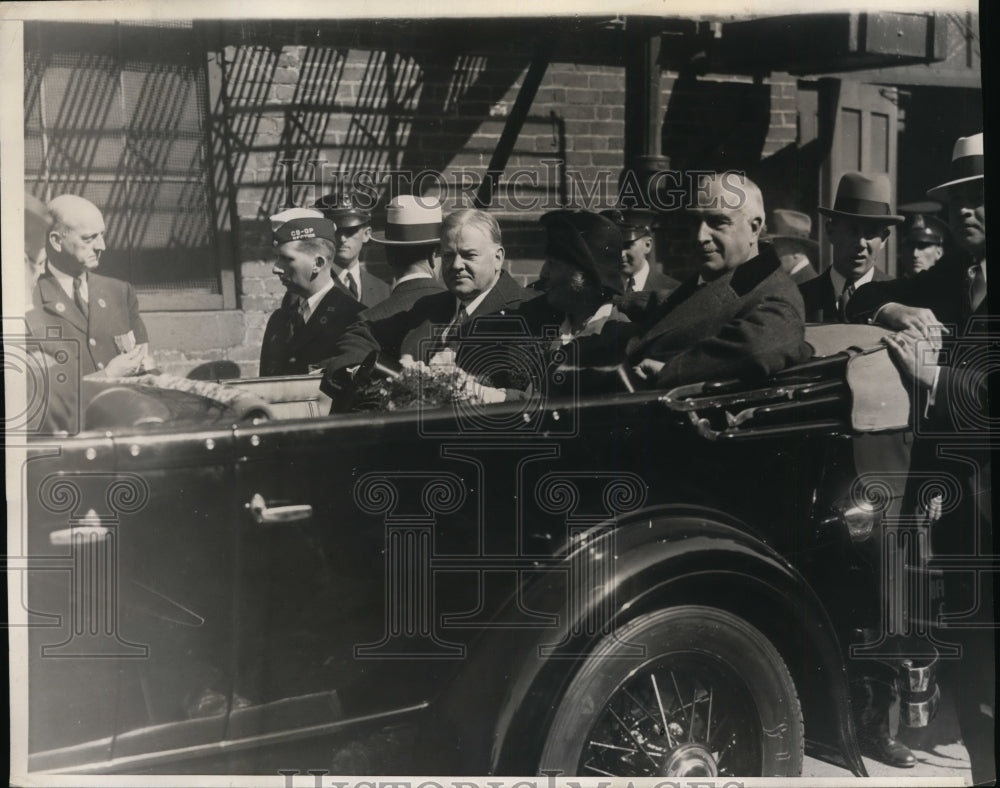 1930 Press Photo President & Mrs Hoover & Gov Allen of Mass.