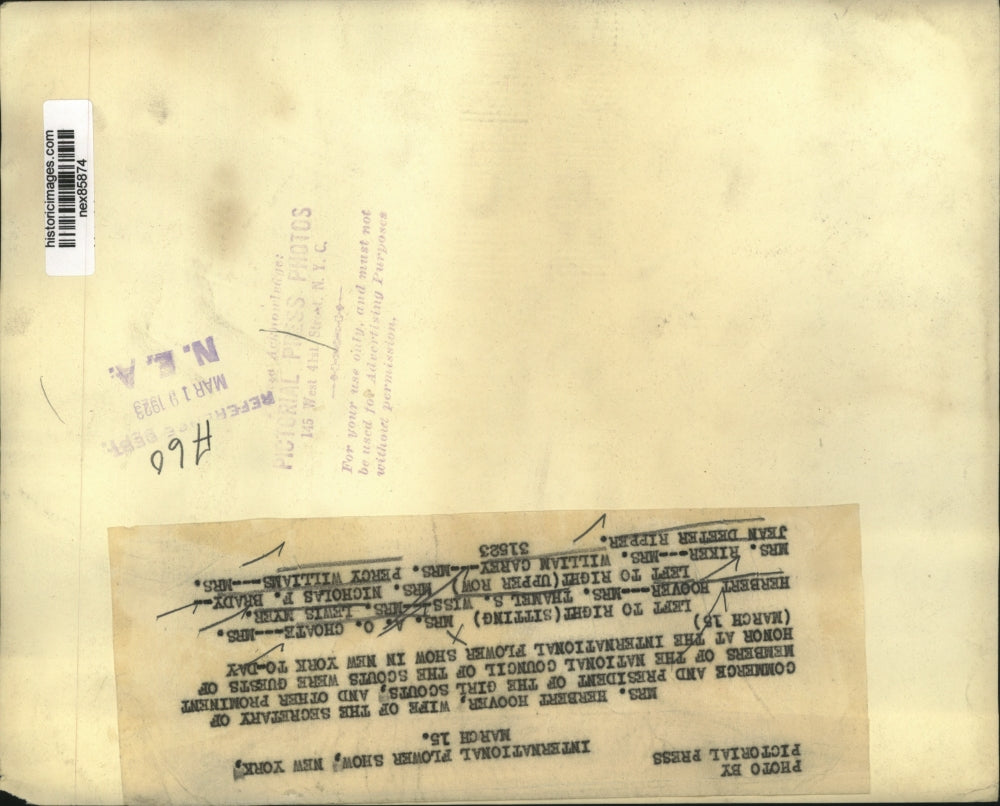 1923 Press Photo Mrs AO Choate,Mrs Herbert Hoover, Mrs TS Wiss