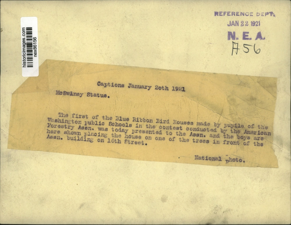 1921 Press Photo Blue Ribbon bir houses by kids installed by pupils