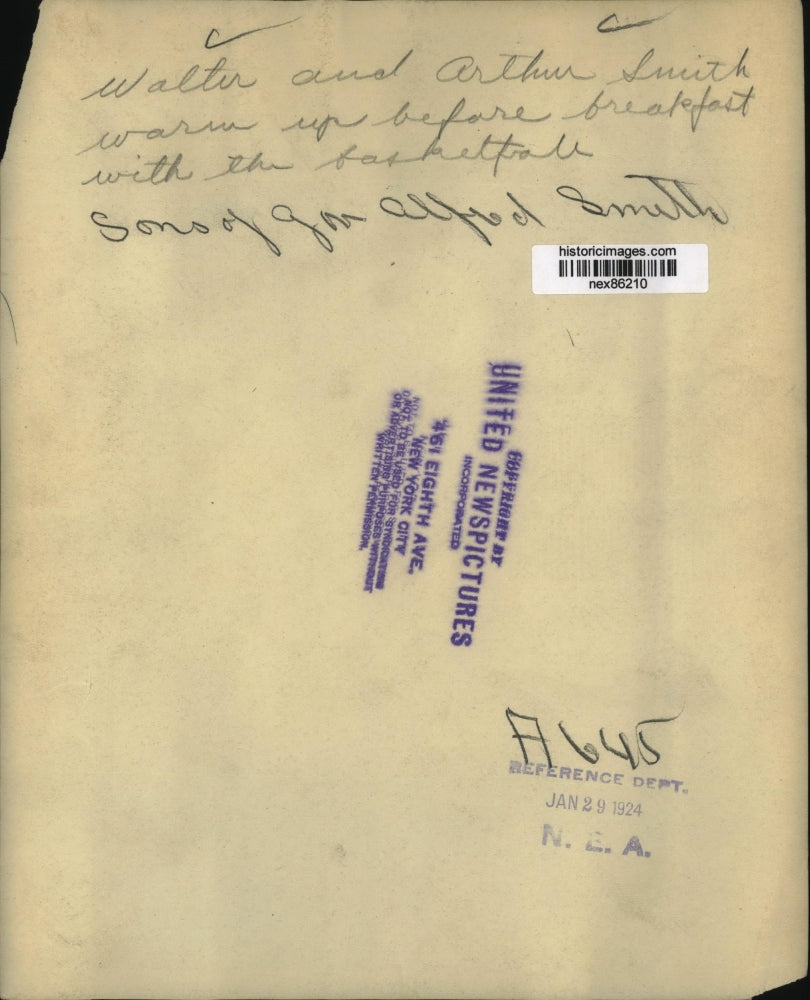 1924 Press Photo Governor of NY Alfred Smith's Sons Walter & Arthur Playing