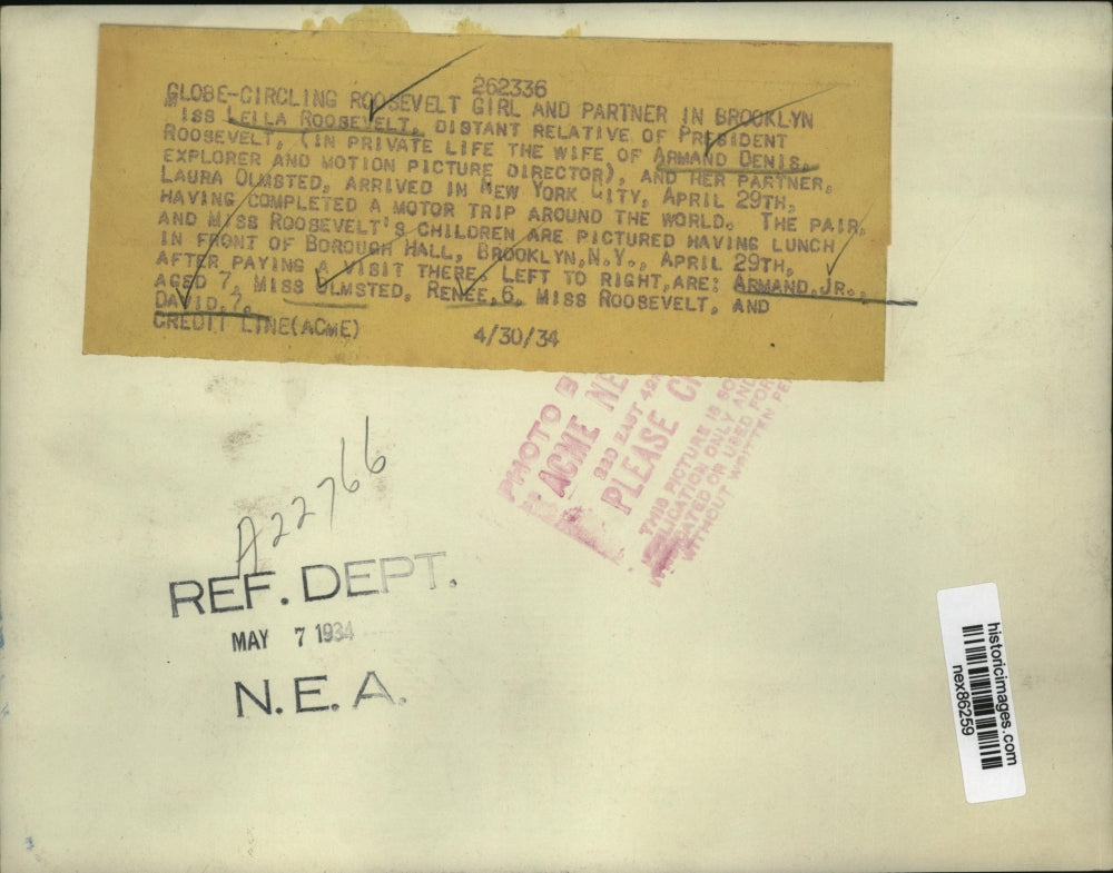 1934 Press Photo Miss Deila Roosevelt Distant Relative of President Seen World