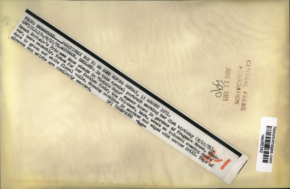 1971 Press Photo Princess Anne in Voile Dress Gothic Ruin Summer House Windsor